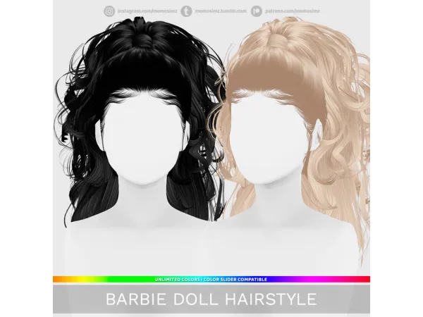 Alpha Barbie Doll Hairstyle by momo - The Sims 4 Custom Content