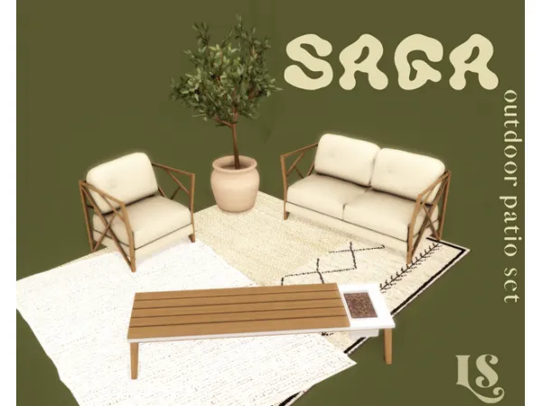 Mix SAGA outdoor patio set by lustrousims - The Sims 4 Custom Content