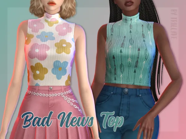 Maxis Match Bad News Top by Trillyke - The Sims 4 Custom Content