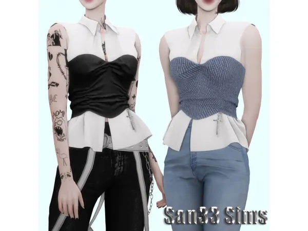 Alpha Q top by simsfinds - The Sims 4 Custom Content