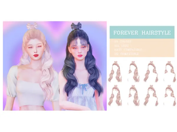 Alpha FOREVER HAIRSTYLE DL by GreenteaHoney - The Sims 4 Custom Content