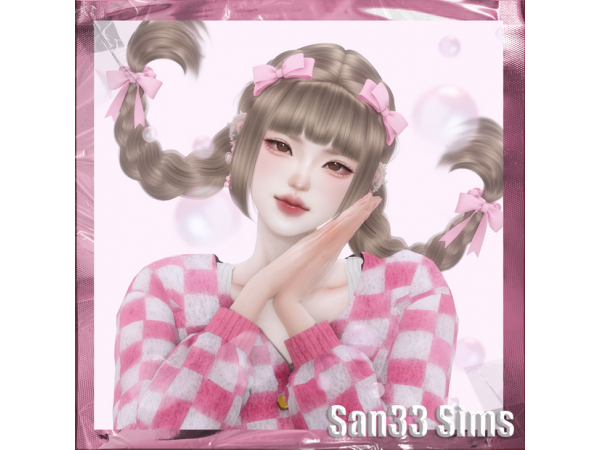 ZAO_F_Double Braided Hair ACC by san33sims - The Sims 4 Download 