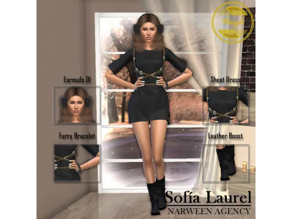 Alpha Sofía Laurel Outfit by narweenagency - The Sims 4 Custom Content