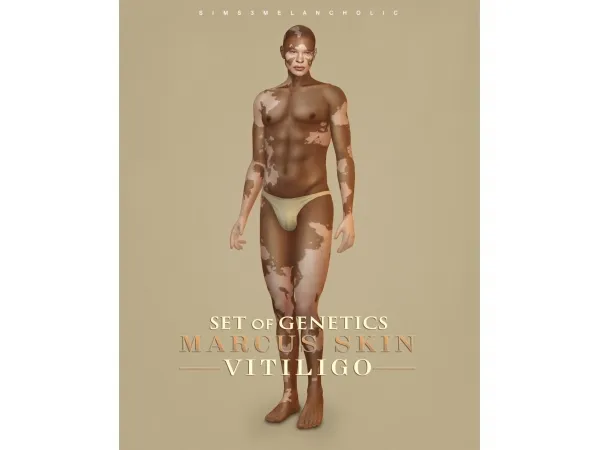 Alpha Marcus skin VITILIGO Set of genetics by sims3melancholic - The Sims 4 Custom Content