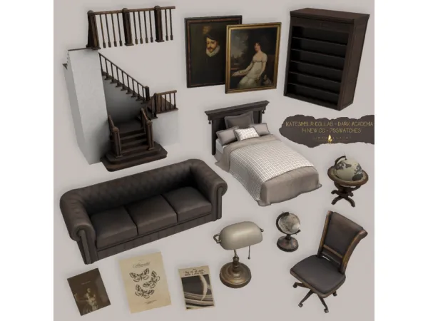Alpha Dark Academia Full collection 11232022 by Sims4Luxury UPDATES - The Sims 4 Custom Content