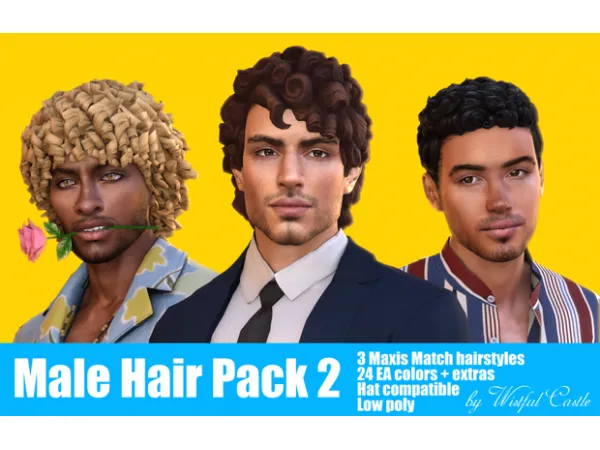 Maxis Match Male Hair Pack 2 by Wistful Castle - The Sims 4 Custom Content