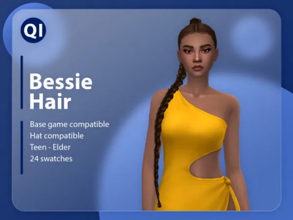 Maxis Match Bessie Hair by Quirky Introvert CC - The Sims 4 Custom Content
