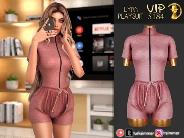Alpha Lynn Playsuit S184 by turksimmer - The Sims 4 Custom Content