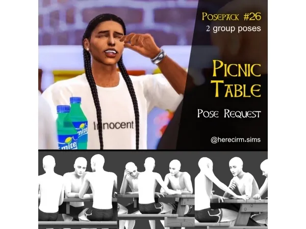 Maxis Match New posepack Picnic Table pose request - The Sims 4 Custom Content