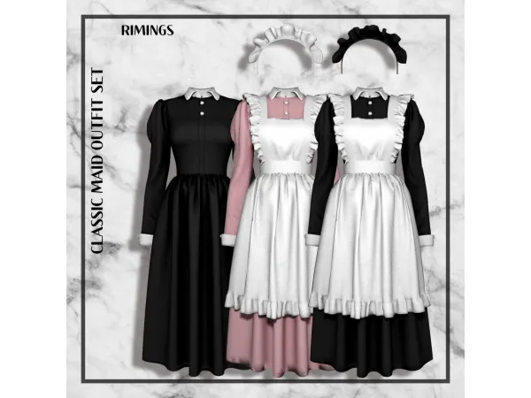 Alpha [RIMINGS] Classic Maid Outfit Set - The Sims 4 Custom Content