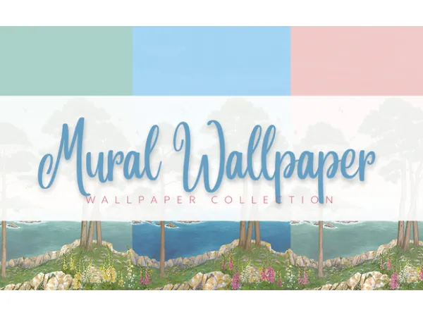 Maxis Match Scenic Mural Wallpaper by SimPlistic - The Sims 4 Custom Content