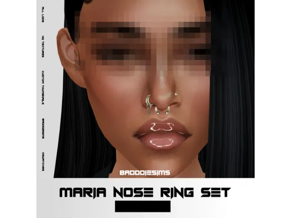 Alpha MARIA NOSE RING SET by BADDDIESIMS - The Sims 4 Custom Content