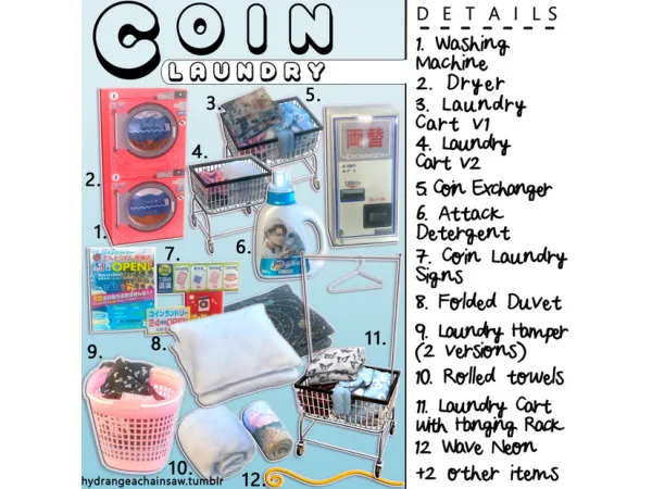 Alpha Sims 4 Coin Laundry Set by Hydrangea - The Sims 4 Custom Content