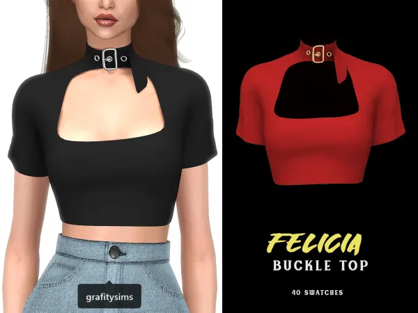 Alpha Felicia Buckle Top - The Sims 4 Custom Content