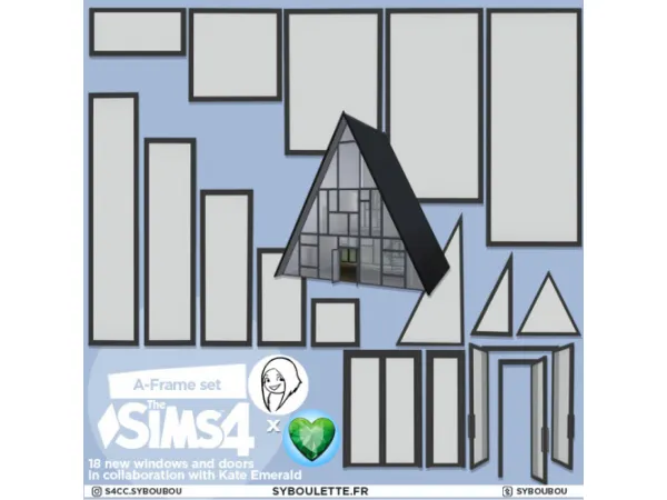Alpha A frame set x collab with Kate Emerald by Syboulette - The Sims 4 Custom Content
