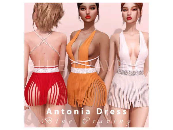 Alpha Blue Craving Antonia Dress - The Sims 4 Custom Content