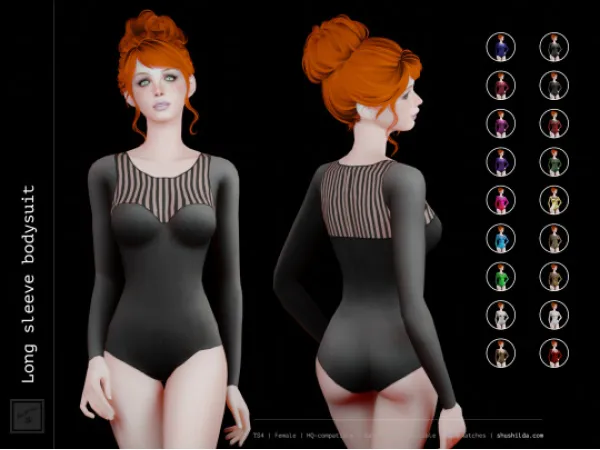 Mix Long sleeve bodysuit - The Sims 4 Custom Content