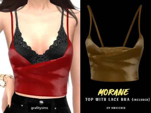 Alpha Morane Top with Lace Bra - The Sims 4 Custom Content