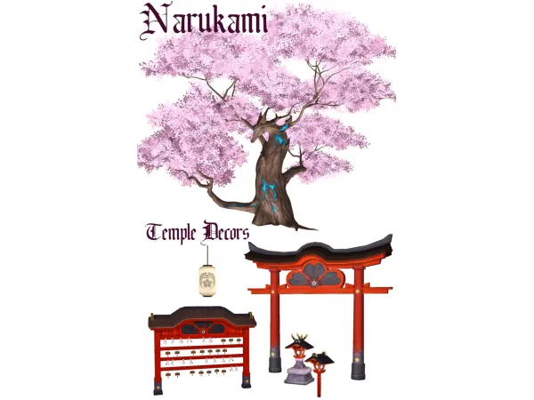 Maxis Match Narukami Temple Decors Auditore by Natalia - The Sims 4 Custom Content