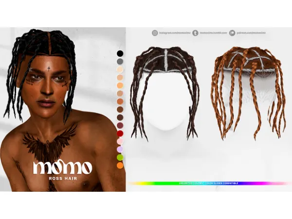 Alpha ross hair by momo - The Sims 4 Custom Content