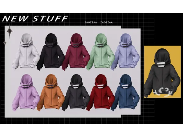 Alpha [ZAO] Half Hat Hoodie by simsfinds - The Sims 4 Custom Content
