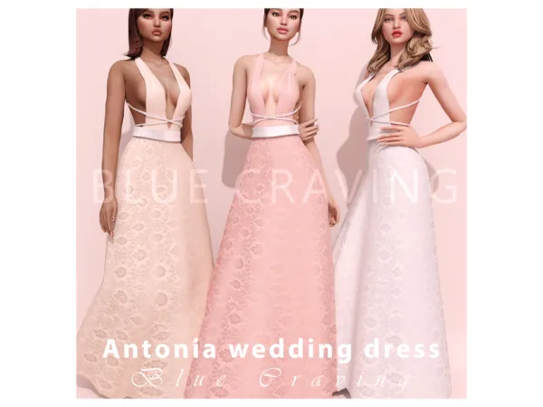 Alpha Blue Craving Antonia Wedding Dress - The Sims 4 Custom Content