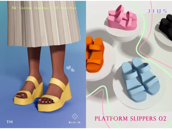 Mix Platform Slippers 02 sims by Jius - The Sims 4 Custom Content