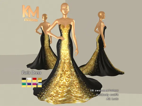 Alpha [KM] Paris Dress - The Sims 4 Custom Content