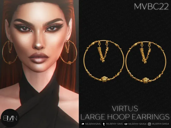 Alpha Virtus Large Hoop Earrings by bradford - The Sims 4 custom content