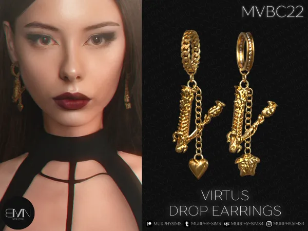 Alpha Virtus Drop Earrings - The Sims 4 Custom Content