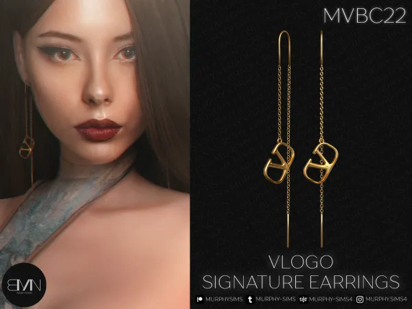 Alpha VLogo Signature Earrings by bradford - The Sims 4 custom content