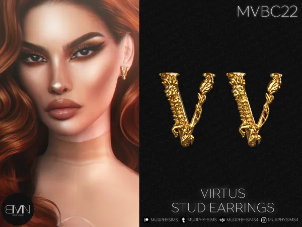 Alpha Virtus Stud Earrings by bradford - The Sims 4 Custom Content