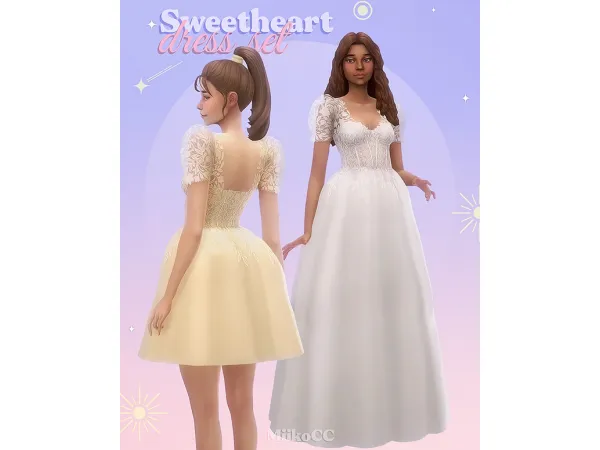 Maxis Match Sweetheart dress set by Miiko - The Sims 4 Custom Content