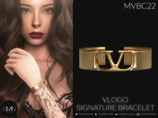 Alpha VLogo Signature Metal Bracelet by bradford - The Sims 4 custom content