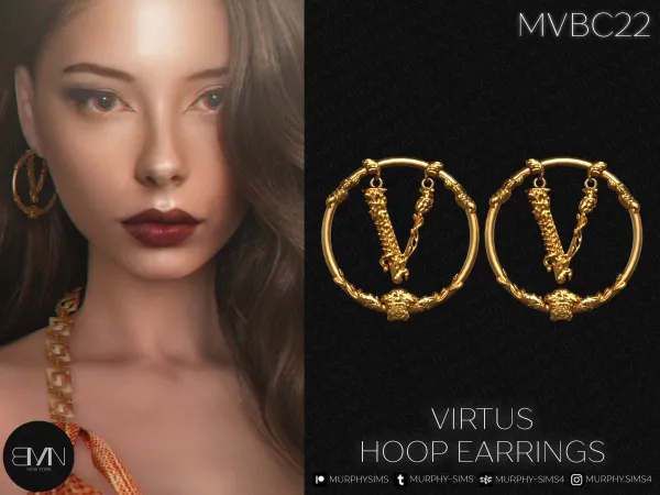 Alpha Virtus Hoop Earrings by bradford - The Sims 4 custom content