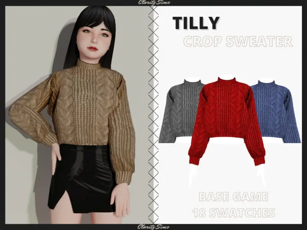 Alpha Tilly Crop Sweater Child - The Sims 4 Custom Content