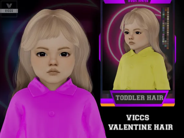 Alpha VICCS_ VALENTINE HAIR WITH BANGS (KIDS VERSION) - The Sims 4 Custom Content