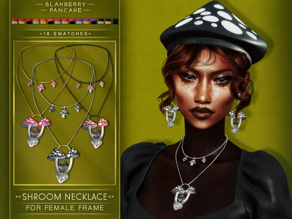 Alpha SHROOM NECKLACE (F) BLAHBERRY PANCAKE - The Sims 4 Custom Content