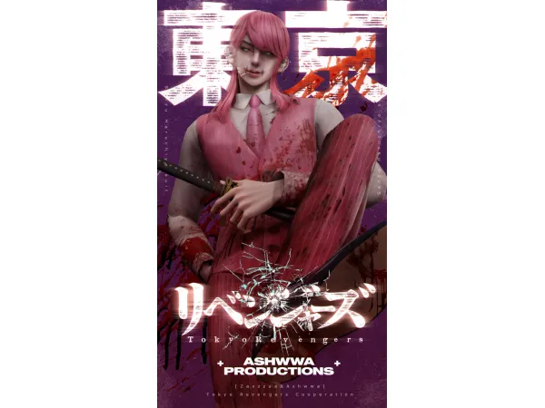 Mix ASHwwa_Tokyo Revengers_Sanzu Haruchiyo by ASHwwa - The Sims 4 Custom Content