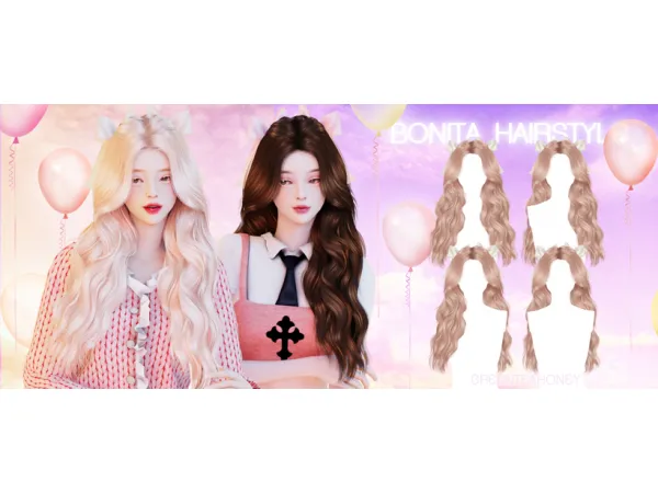 Alpha BONITA HAIRSTYLE DL - The Sims 4 Custom Content