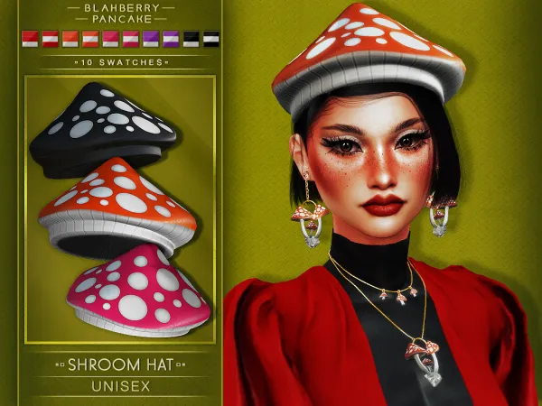 Alpha SHROOM HAT (UNISEX) BLAHBERRY PANCAKE - The Sims 4 Custom Content