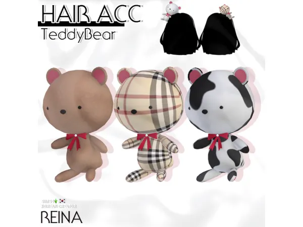 Alpha TEDDY BEAR HAIR ACC by Reina Sims4 - The Sims 4 Custom Content
