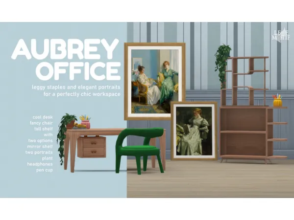 Maxis Match Aubrey Office motif by leaf - The Sims 4 Custom Content