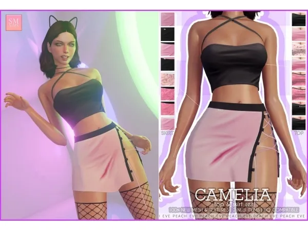 Alpha Camelia Top Skirt Set - The Sims 4 Custom Content