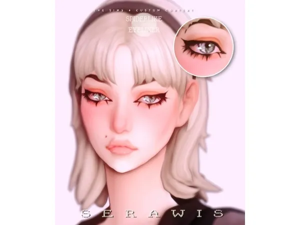 Maxis Match [ Serawis ] Spiderlike Eyeliner by simsfinds - The Sims 4 Custom Content