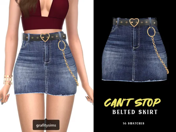 Alpha Can't Stop Belted Skirt - The Sims 4 Custom Content