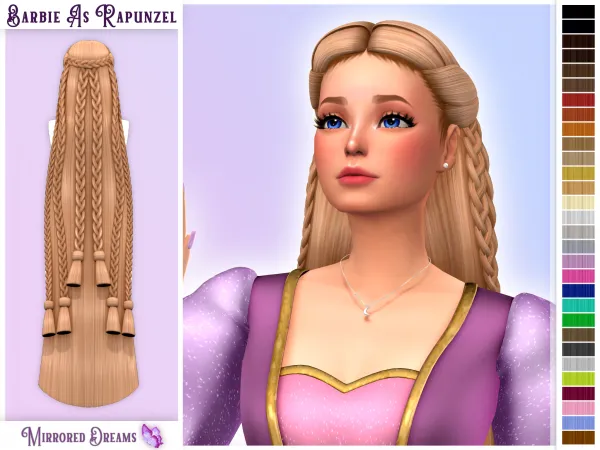 Maxis Match Barbie As Rapunzel Hair - The Sims 4 Custom Content