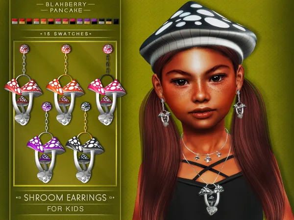 Alpha shroom earrings for kids blahberry pancake - The Sims 4 Custom Content