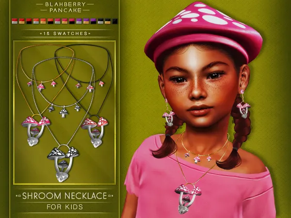Alpha shroom necklace for kids blahberry pancake - The Sims 4 Custom Content