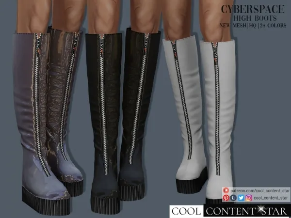 Alpha High Zipper Boots cool_content_star - The Sims 4 Custom Content